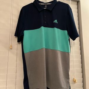 Adidas Men’s Navy, Turquoise and Gray Golf Polo - Size M